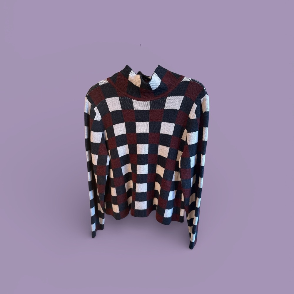 dip Black and Red Checkered Turtleneck Sweater